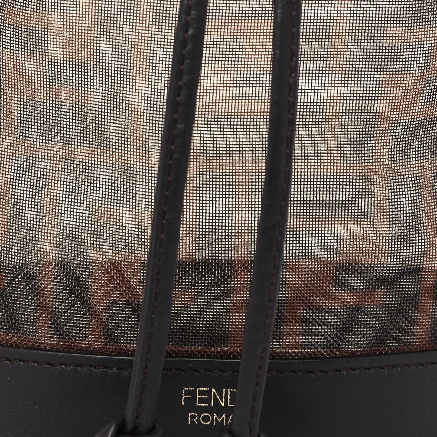 Mesh Vitello Grace F is Fendi FF 1974 Mini Mon Tresor Bucket Bag Marrone Black Ebano