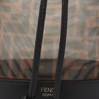 Fendi Mesh Vitello Grace F is Fendi FF 1974 Mini Mon Tresor Bucket Bag Marrone Black Ebano 6 of 10