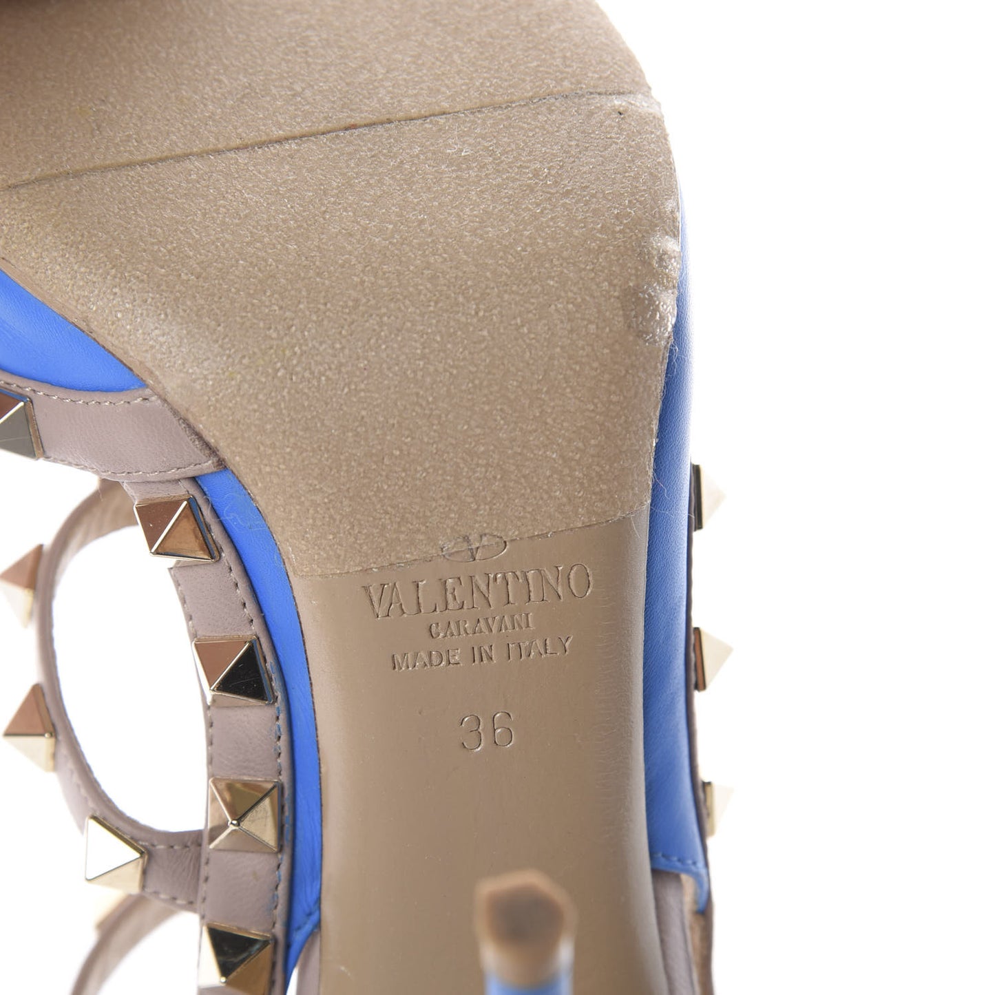 Nappa Rockstud Ankle Strap Pumps 36 Blue Poudre