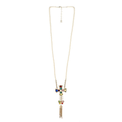 Chanel Beaded Pearl CC Pendant Necklace Gold Multicolor 3 of 5