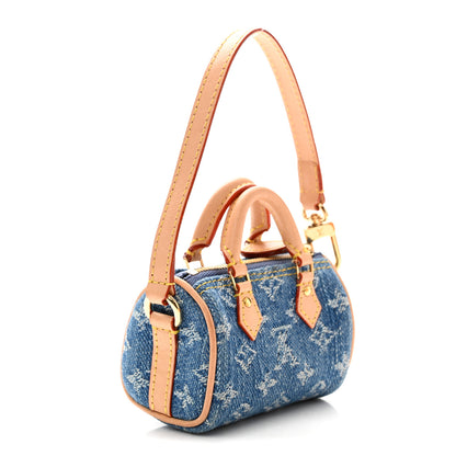Louis Vuitton Monogram Micro Speedy Bag Charm Denim Sunset Blue 3 of 7