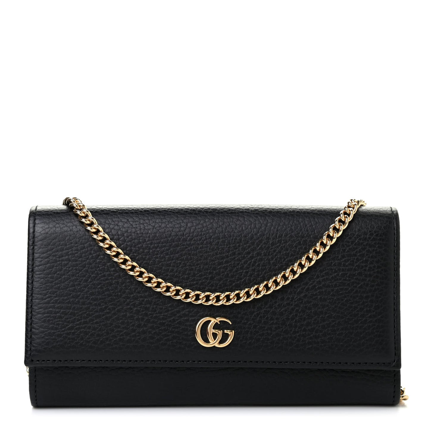 Calfskin Petite GG Marmont Wallet Chain Bag Black