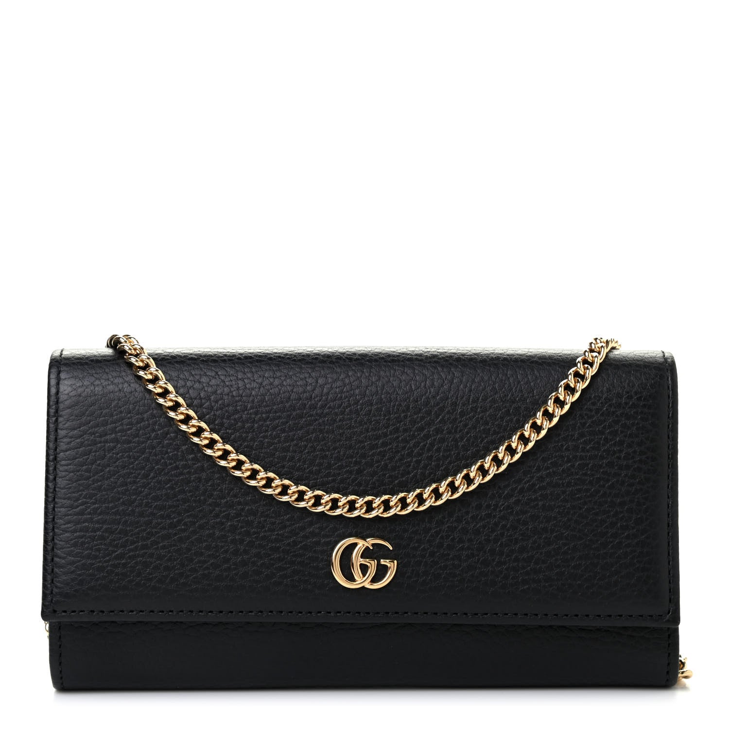 Gucci Calfskin Petite GG Marmont Wallet Chain Bag Black 1 of 7