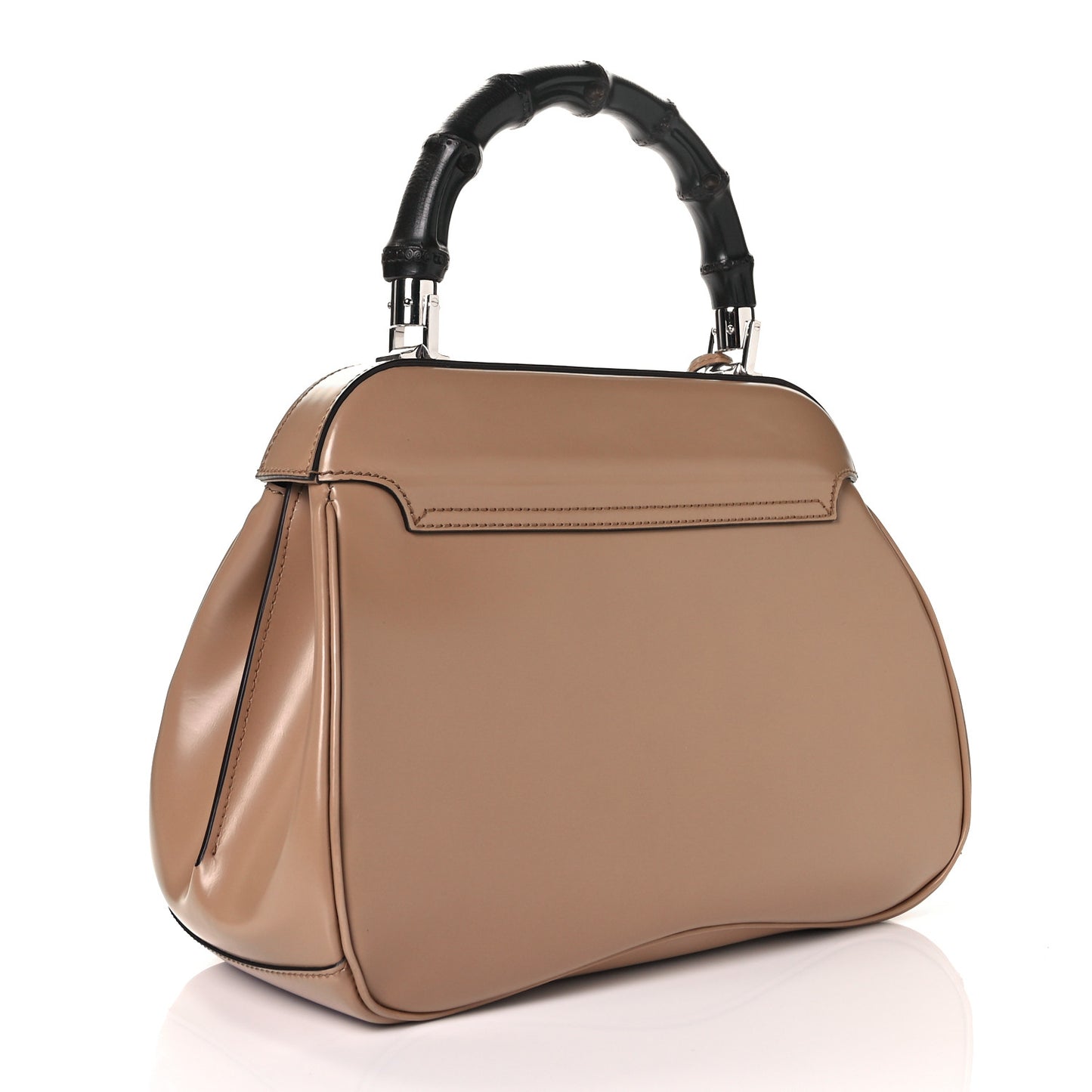 Regent Calfskin Bamboo Medium Lady Lock Top Handle Bag Dark Bamboo