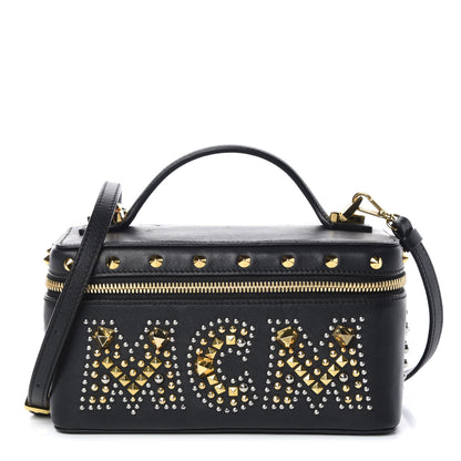 MCM Calfskin Studded Rockstar Vanity Case Black 1 of 13