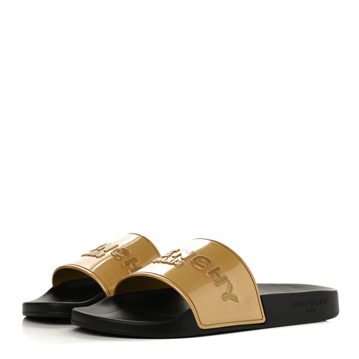 Metallic Rubber Logo Pool Slide Sandals 41 Gold