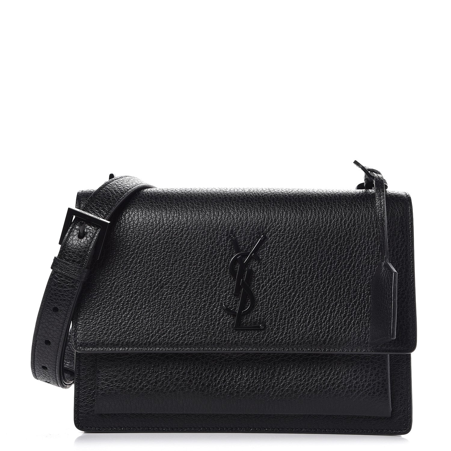 Saint Laurent Grained Calfskin Medium Monogram Sunset Satchel Black 1 of 6