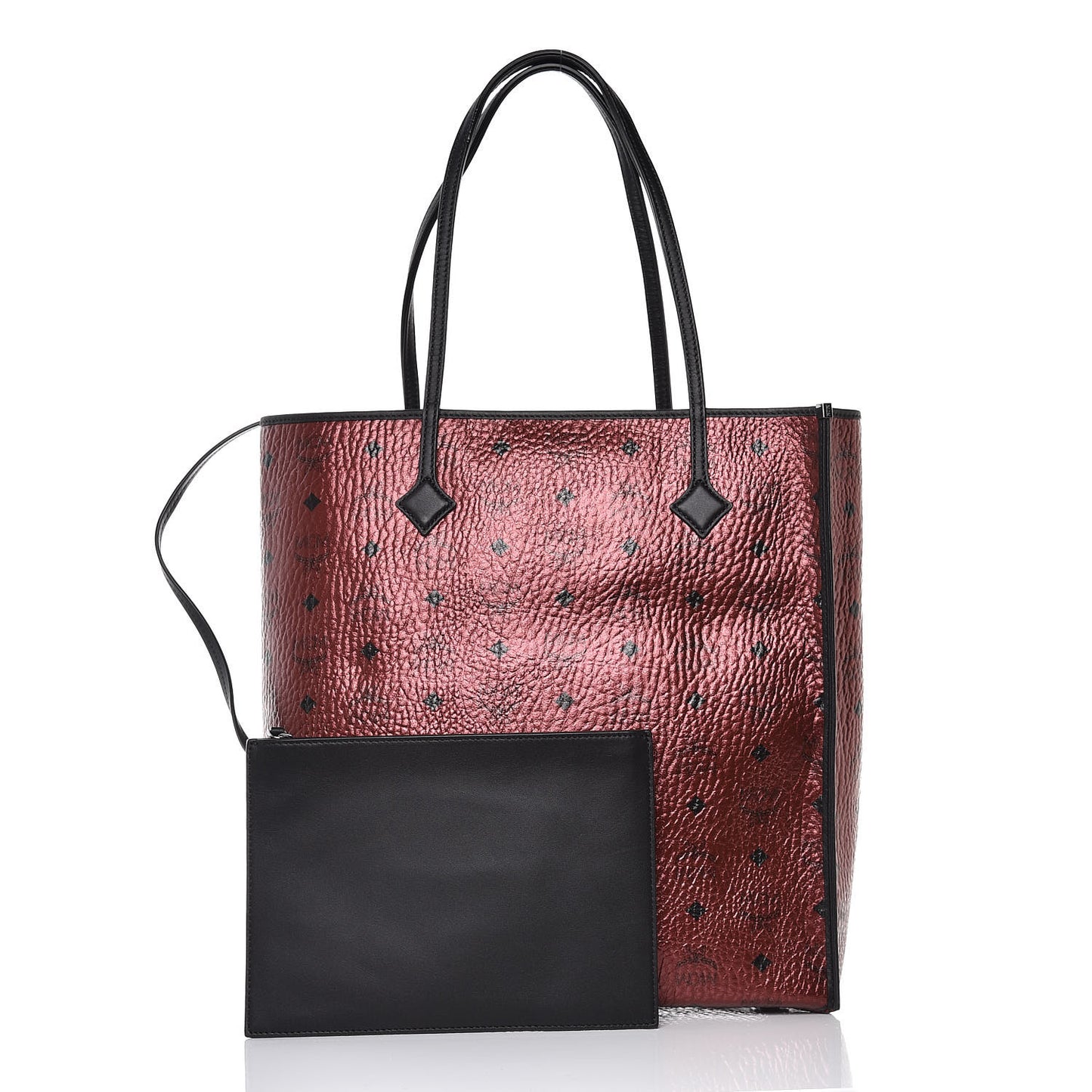 Metallic Visetos Medium Kira North South Shopper Tote Scooter Red