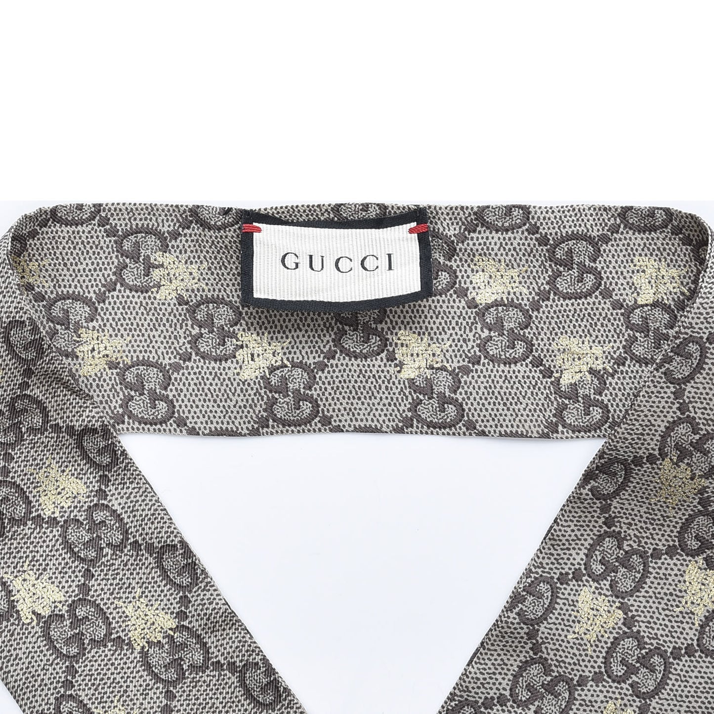 Silk Twill GG Monogram GG Bee Neck Bow Scarf Roseate Sky Blue