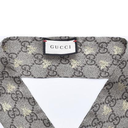 Gucci Silk Twill GG Monogram GG Bee Neck Bow Scarf Roseate Sky Blue 5 of 5