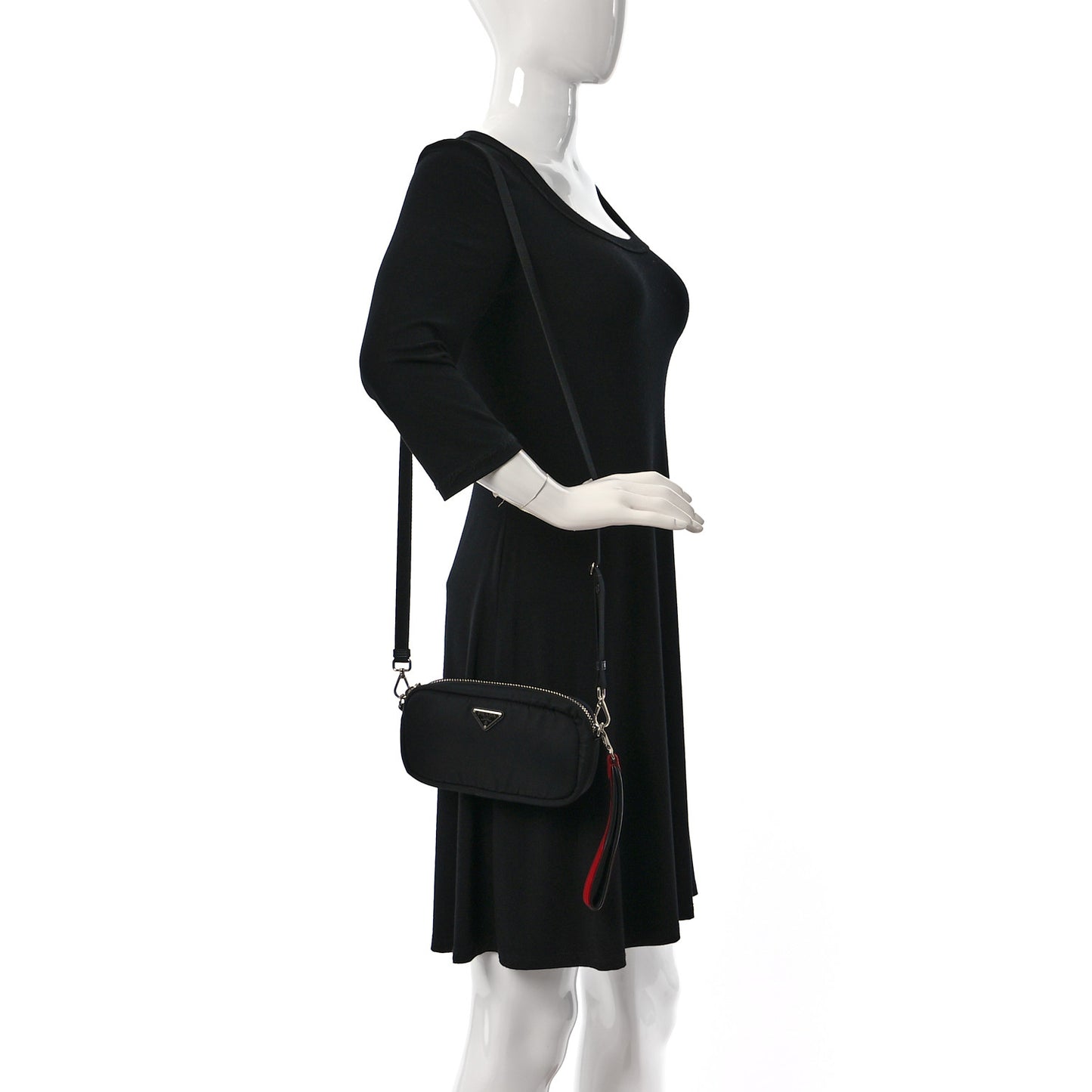 Tessuto Soft Nylon Small Convertible Crossbody Wristlet Black Fuoco