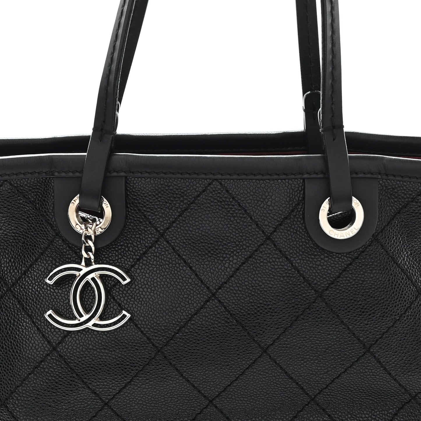 Grained Calfskin Shopping Fever Tote Black