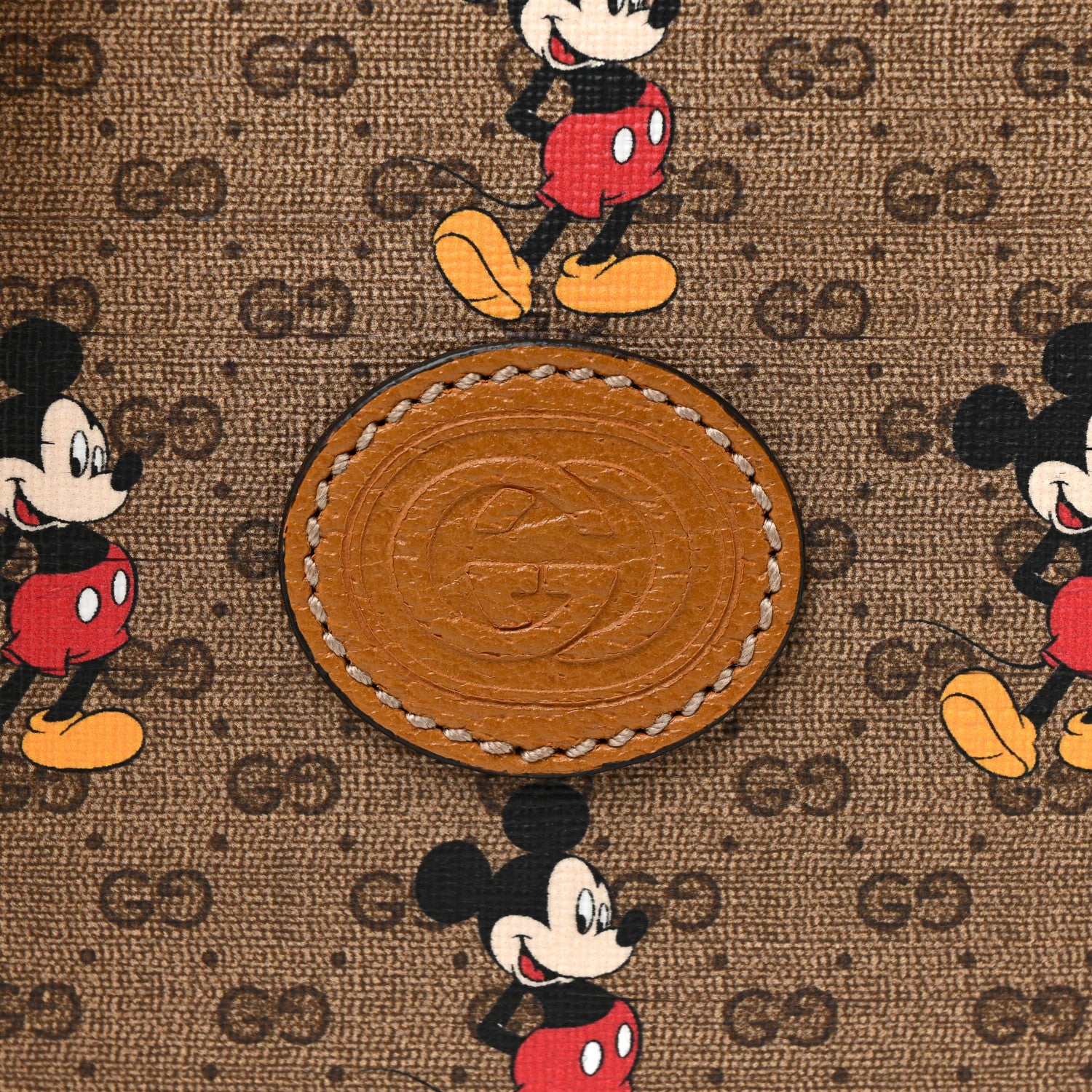 Gucci X DISNEY Mini Vintage GG Supreme Monogram Mickey Mouse Round Shoulder Bag Beige Vintage Sun Oil 7 of 10