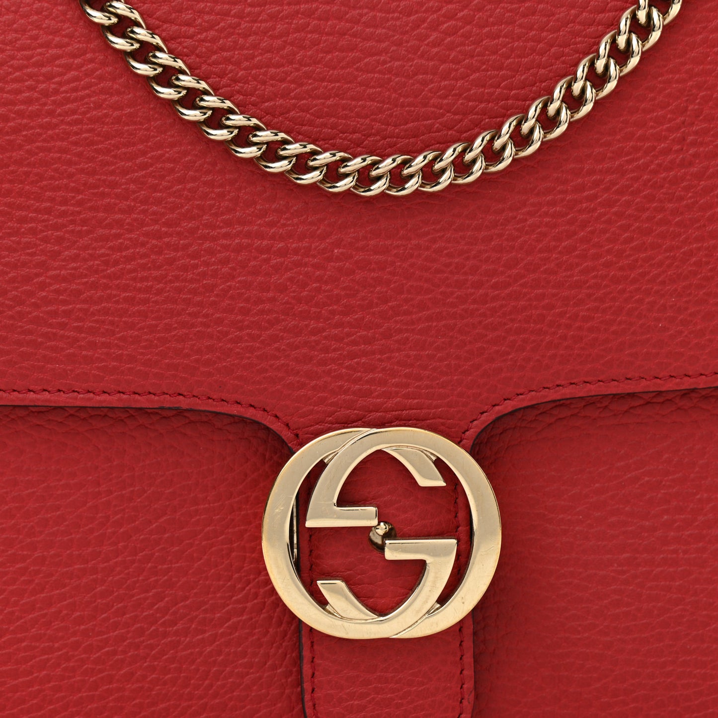 Dollar Calfskin Interlocking G Shoulder Bag Red