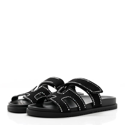 Hermes Suede Crystal Womens Chypre Sandals 38 Black 3 of 14