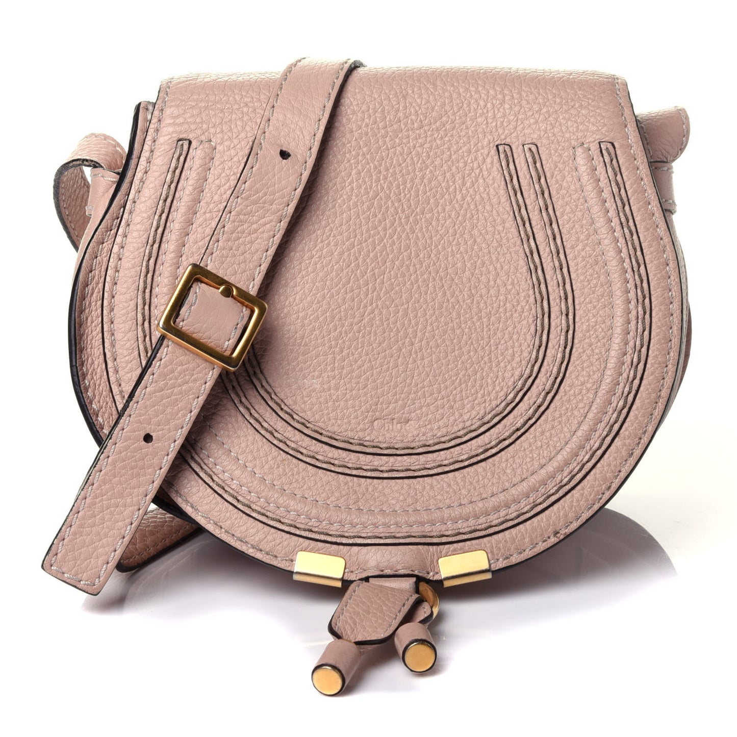 Calfskin Mini Marcie Round Crossbody Bag Blush Nude