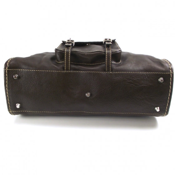 Calfskin Edith Satchel Brown