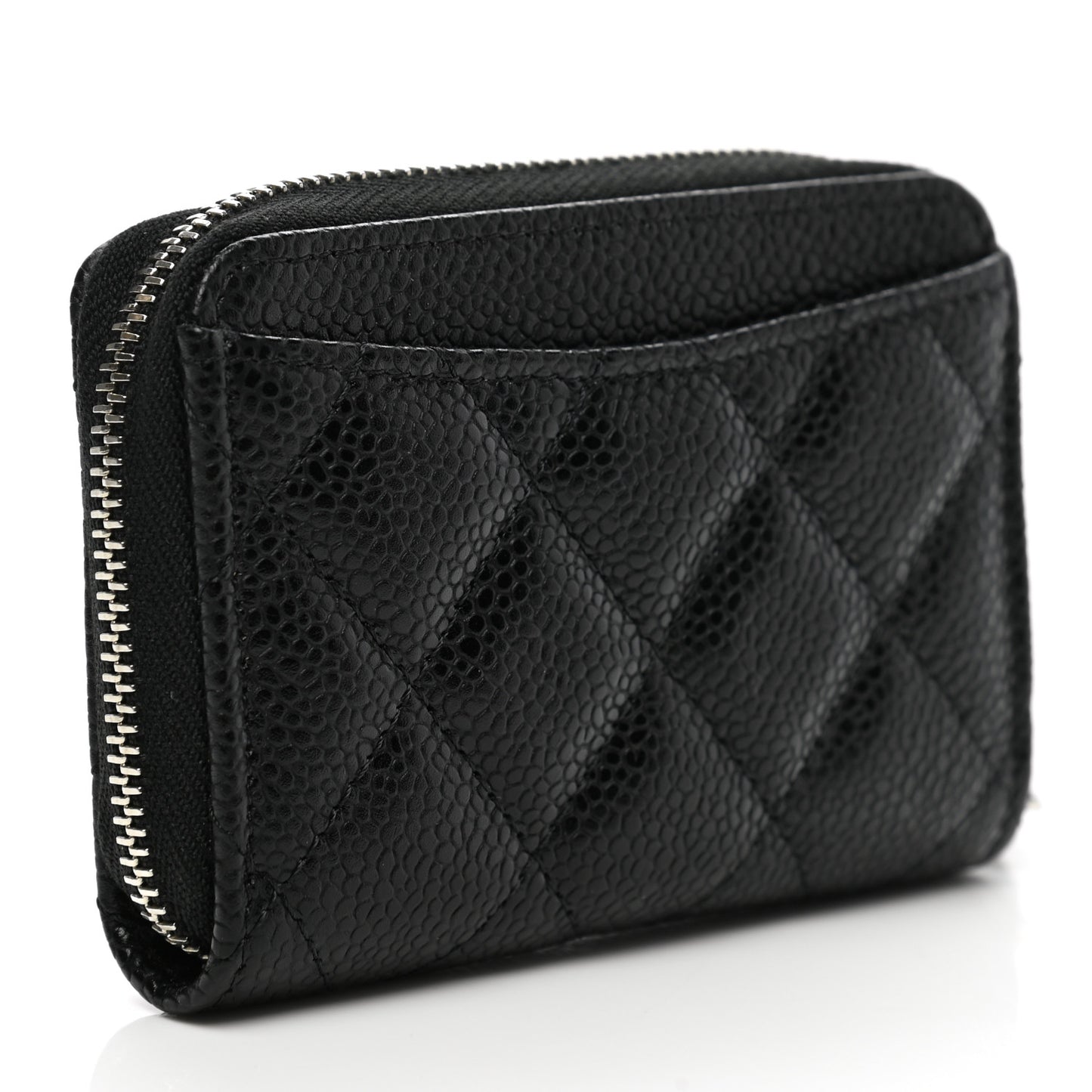 Caviar Quilted Zip Coin Purse Black
