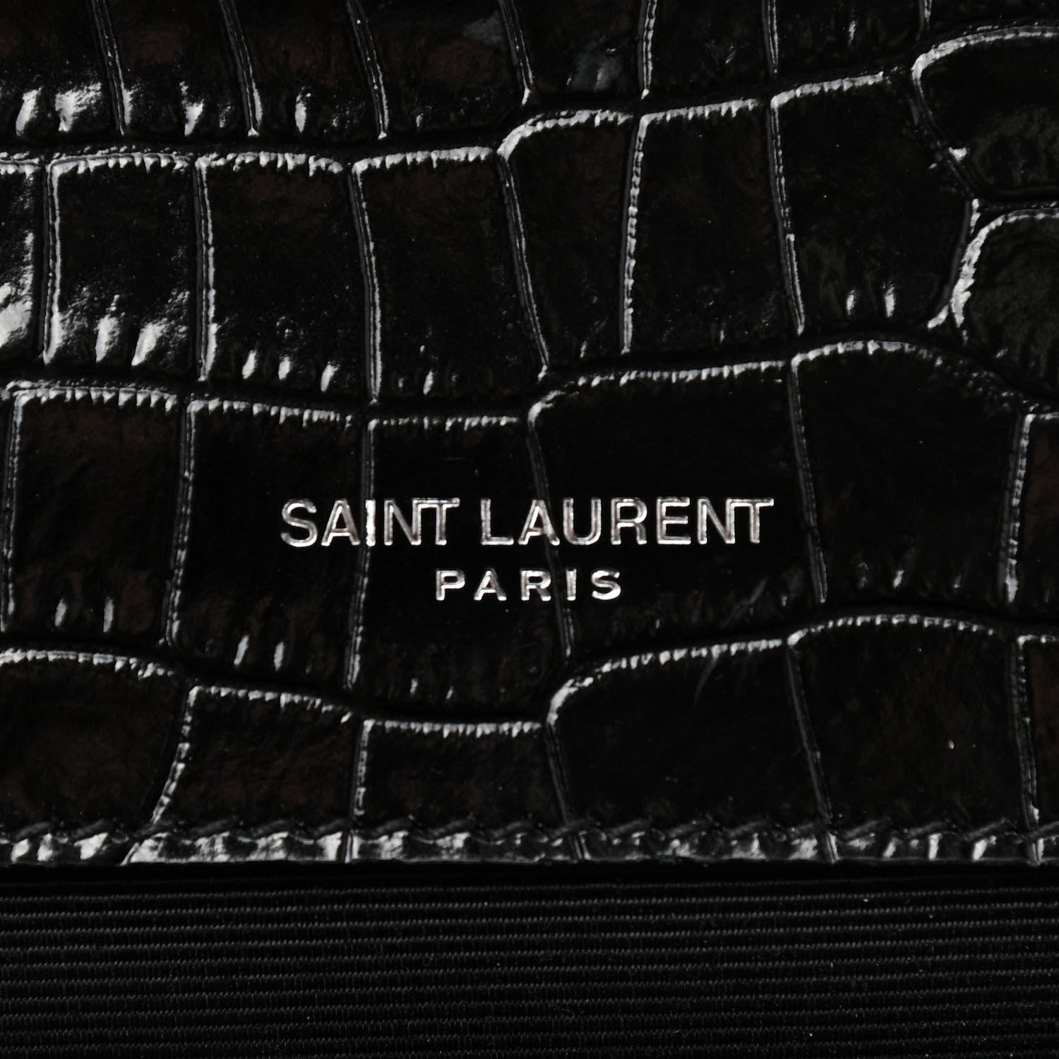 Saint Laurent Calfskin Crocodile Embossed Medium Classic Monogram Kate Tassel Satchel Black 7 of 11