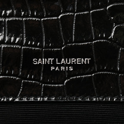 Saint Laurent Calfskin Crocodile Embossed Medium Classic Monogram Kate Tassel Satchel Black 7 of 11