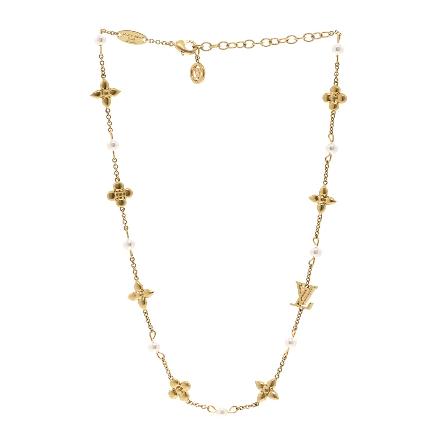 Louis Vuitton Metal Resin Louisa Necklace Gold 3 of 5