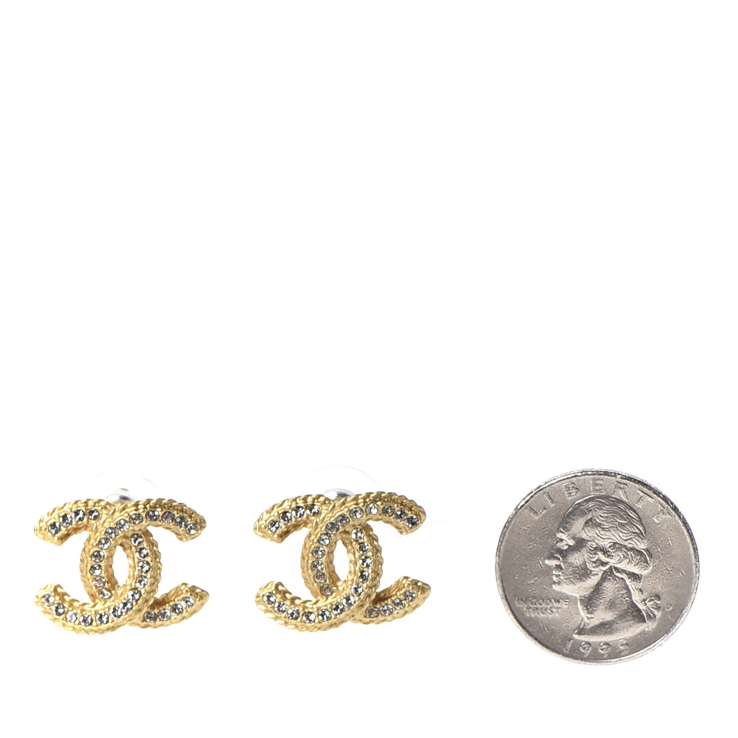 Crystal 90’s Icon CC Stud Earrings Gold