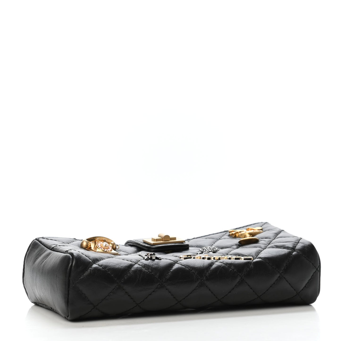 Aged Calfskin Lucky Charms 2.55 Reissue Mini Clutch With Chain Black