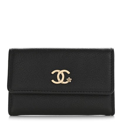 Chanel Goatskin Camellia CC Flap Card Holder Black 1 of 10