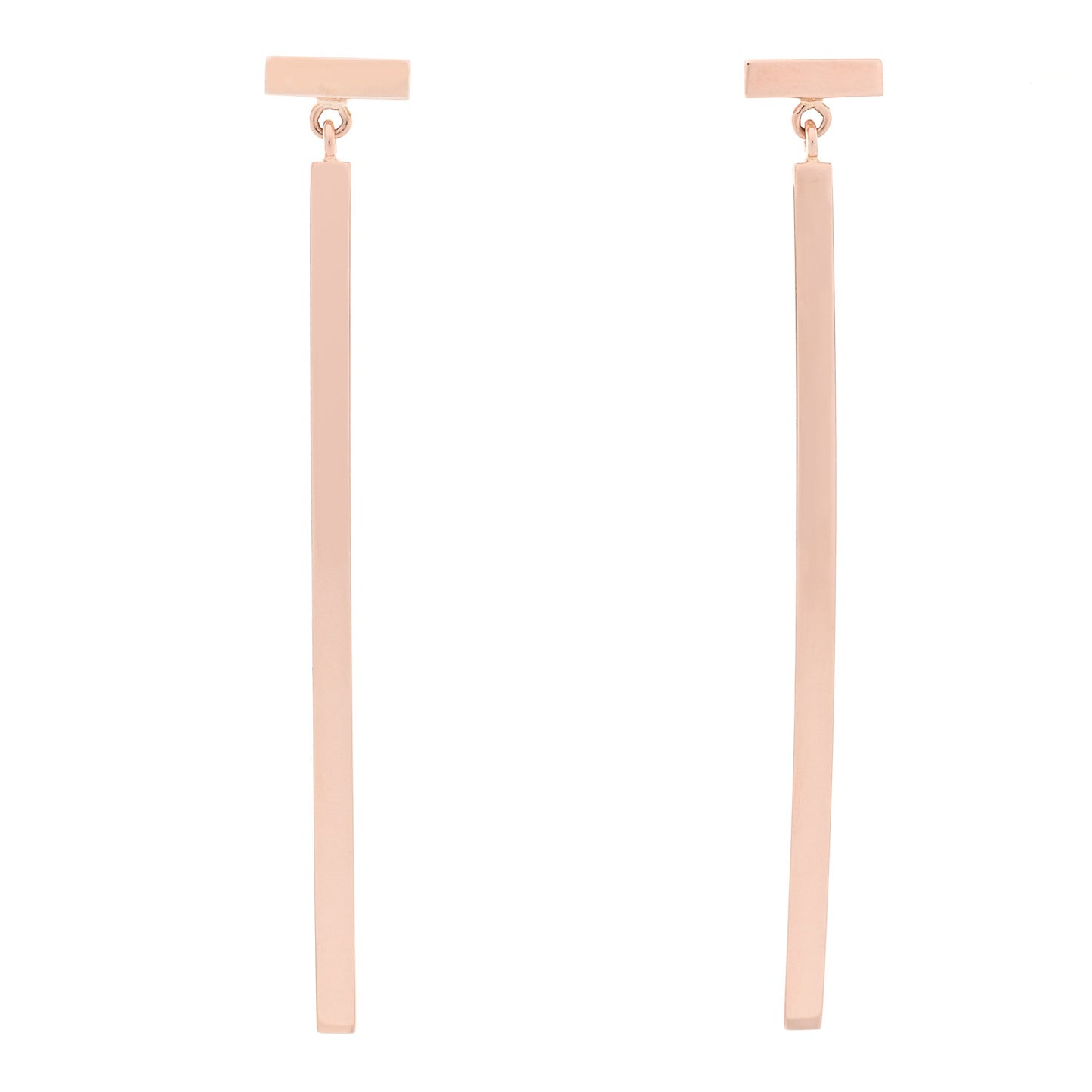 18K Rose Gold T Bar Earrings