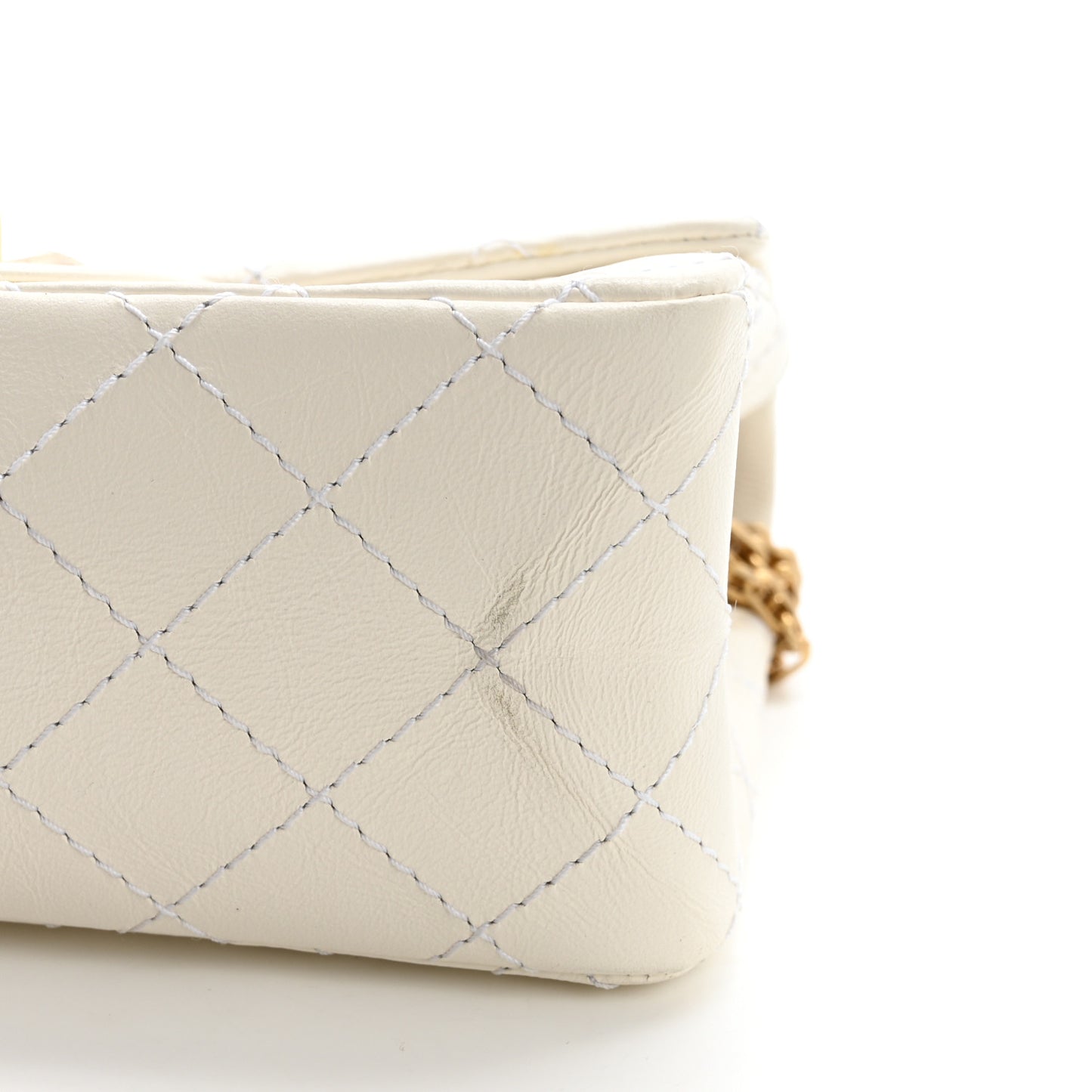 Aged Calfskin Quilted 2.55 Reissue Mini Flap White