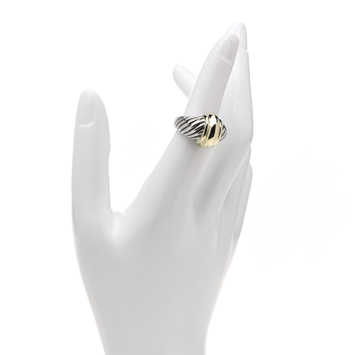 Sterling Silver 14K Yellow Gold Cable Station Ring 49 5