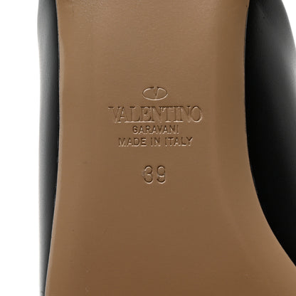 Valentino Garavani Calfskin Roman Stud Pointed Flat Mules 39 Black 7 of 9