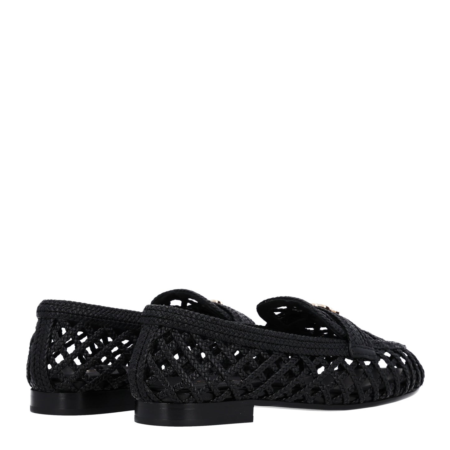 Braided Lambskin CC Mocassin Loafers 38 Black