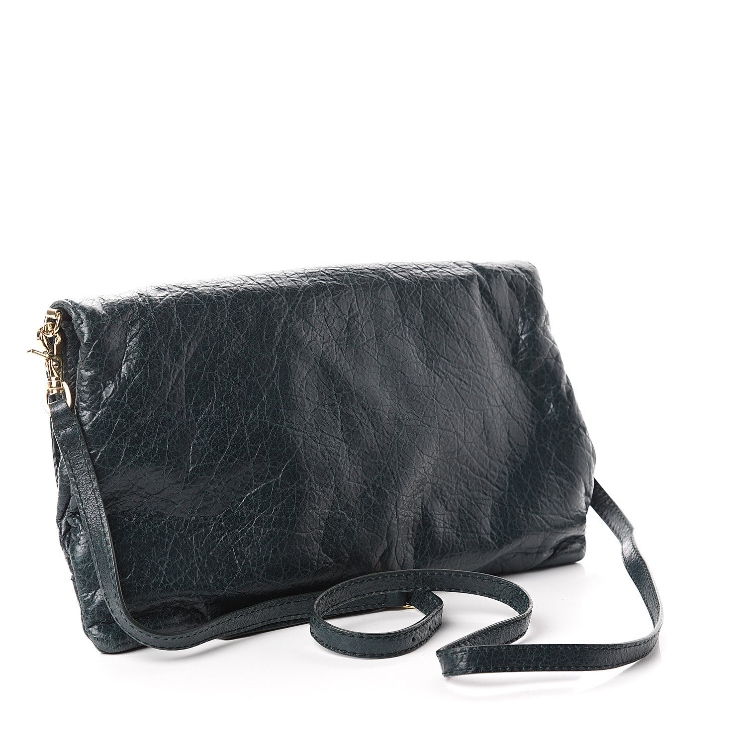 Balenciaga Agneau Giant 12 Gold Hardware Envelope Strap Clutch Vert Pinede 2 of 8