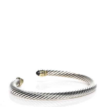 David Yurman Sterling Silver 14K Yellow Gold Black Onyx 5mm Cable Classics Petite Color Bracelet 3 of 5