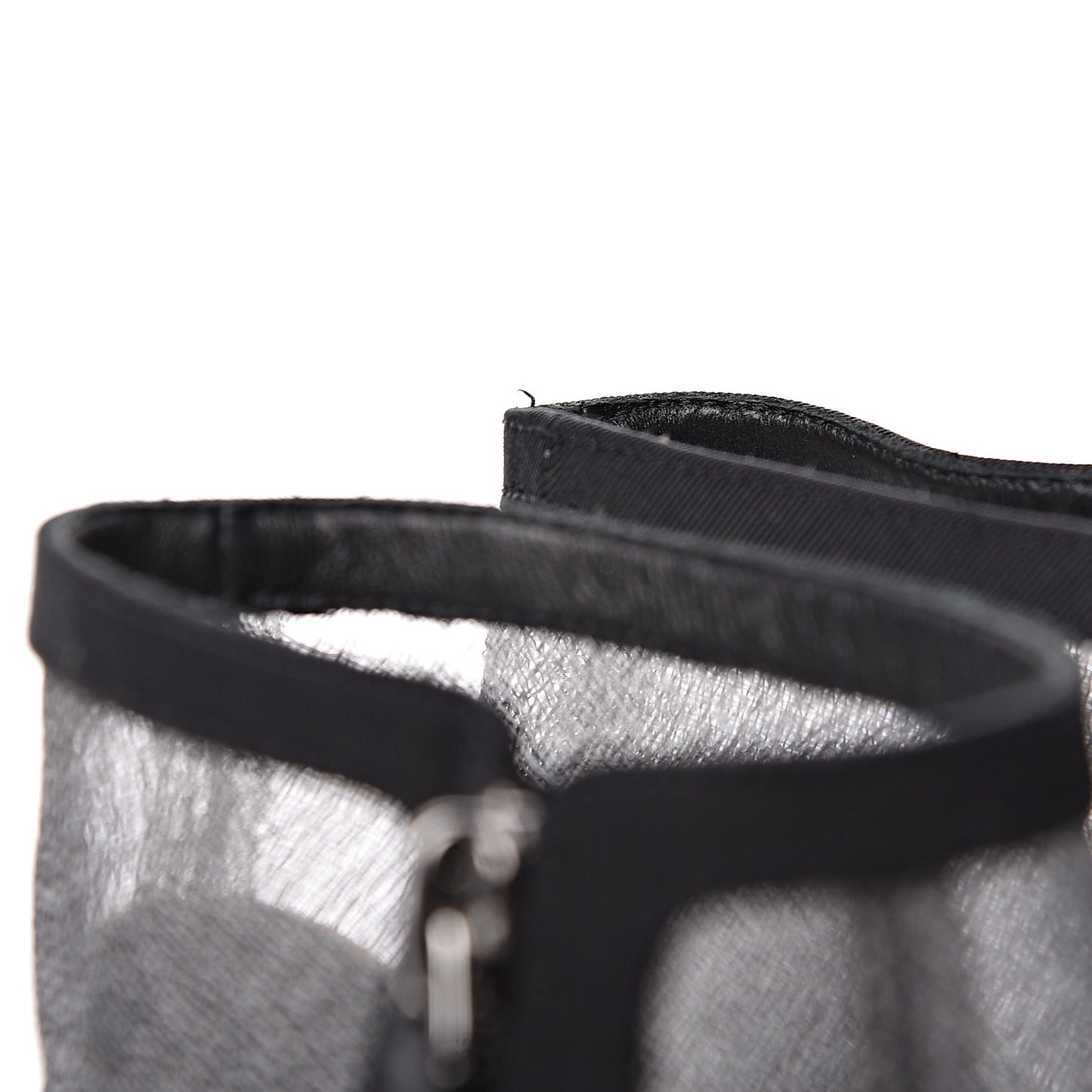 Mesh Grosgrain Cap Toe Short Boots 38 Grey Black