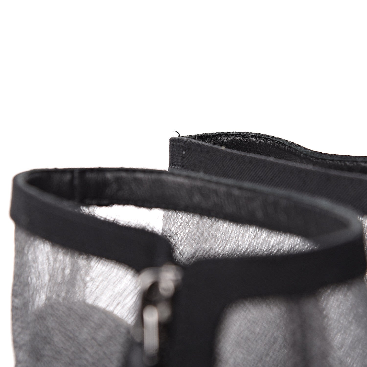 Chanel Mesh Grosgrain Cap Toe Short Boots 38 Grey Black 9 of 12