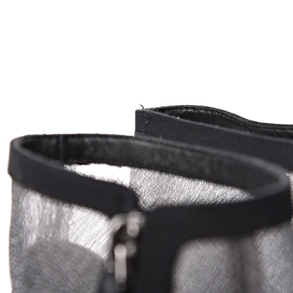 Chanel Mesh Grosgrain Cap Toe Short Boots 38 Grey Black 9 of 12