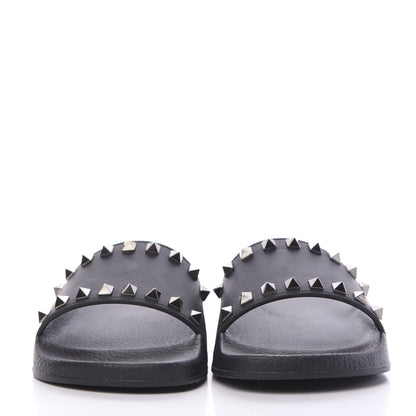 Valentino Garavani Rubber Rockstud Slide Sandals 36 Black 2 of 7