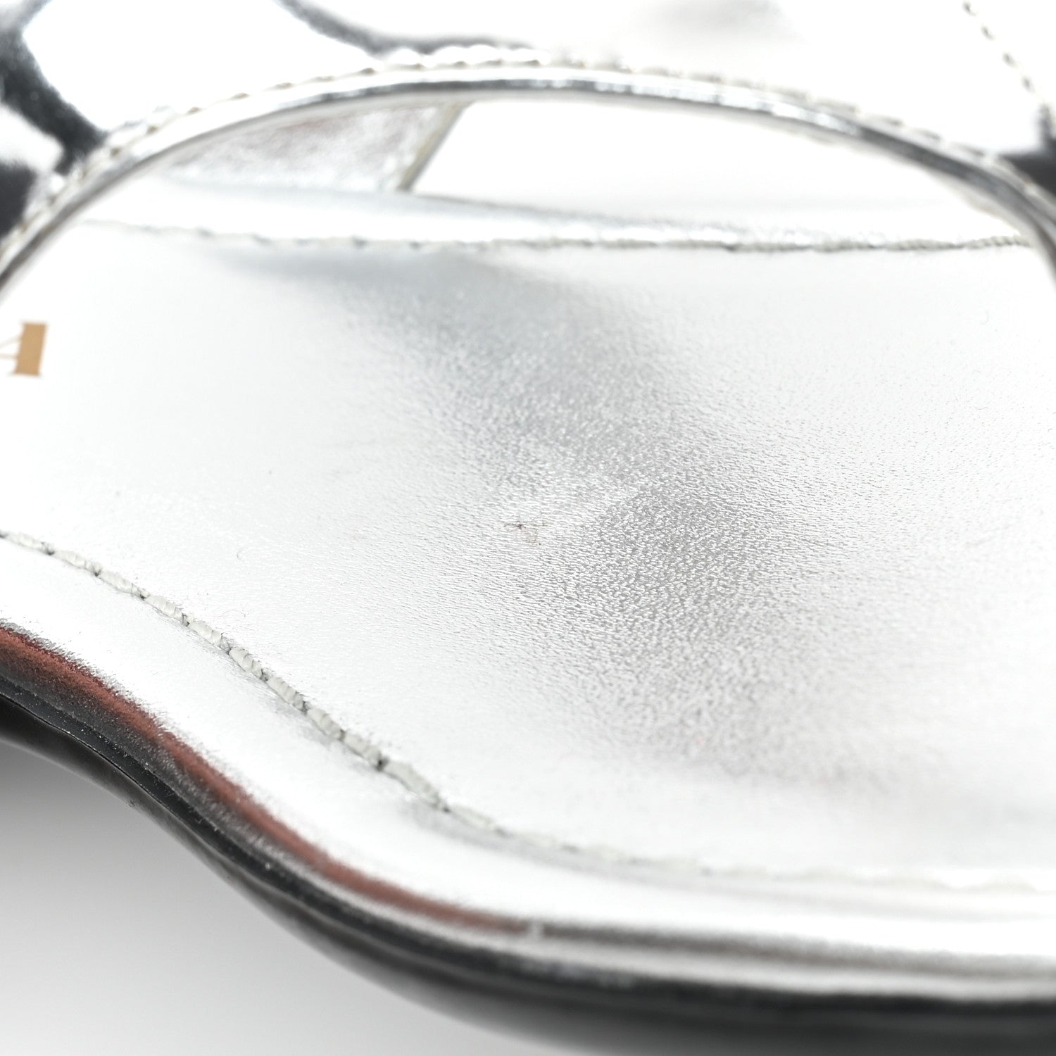 Prada Metallic Calfskin Logo Thong Sandals 35.5 Silver 8 of 9