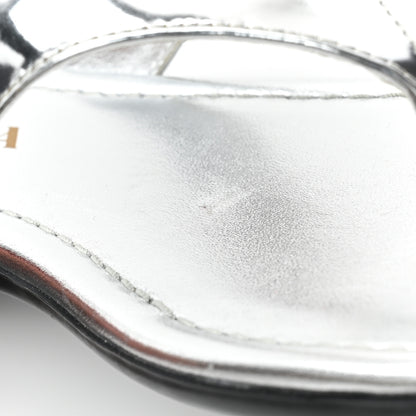 Prada Metallic Calfskin Logo Thong Sandals 35.5 Silver 8 of 9