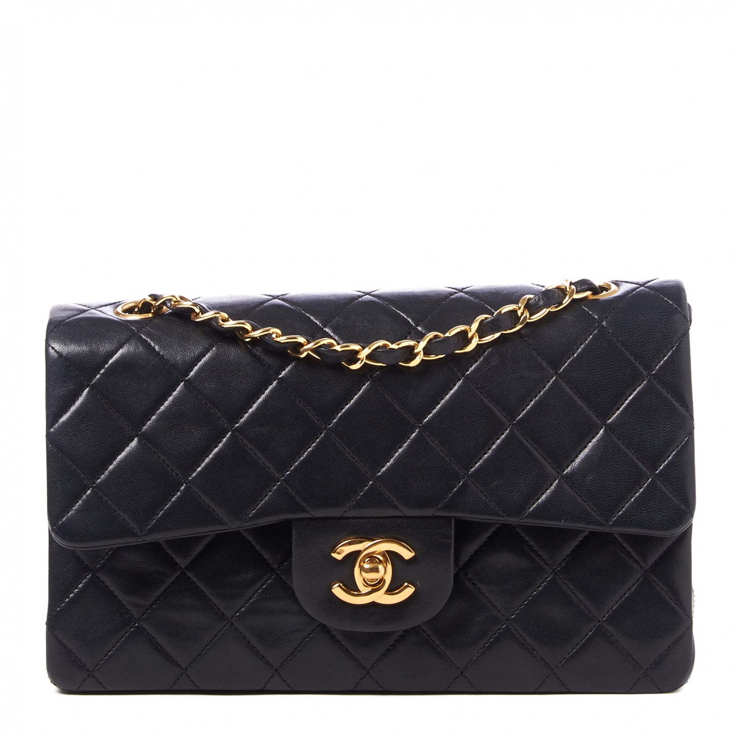 Lambskin Quilted Small Double Flap Black