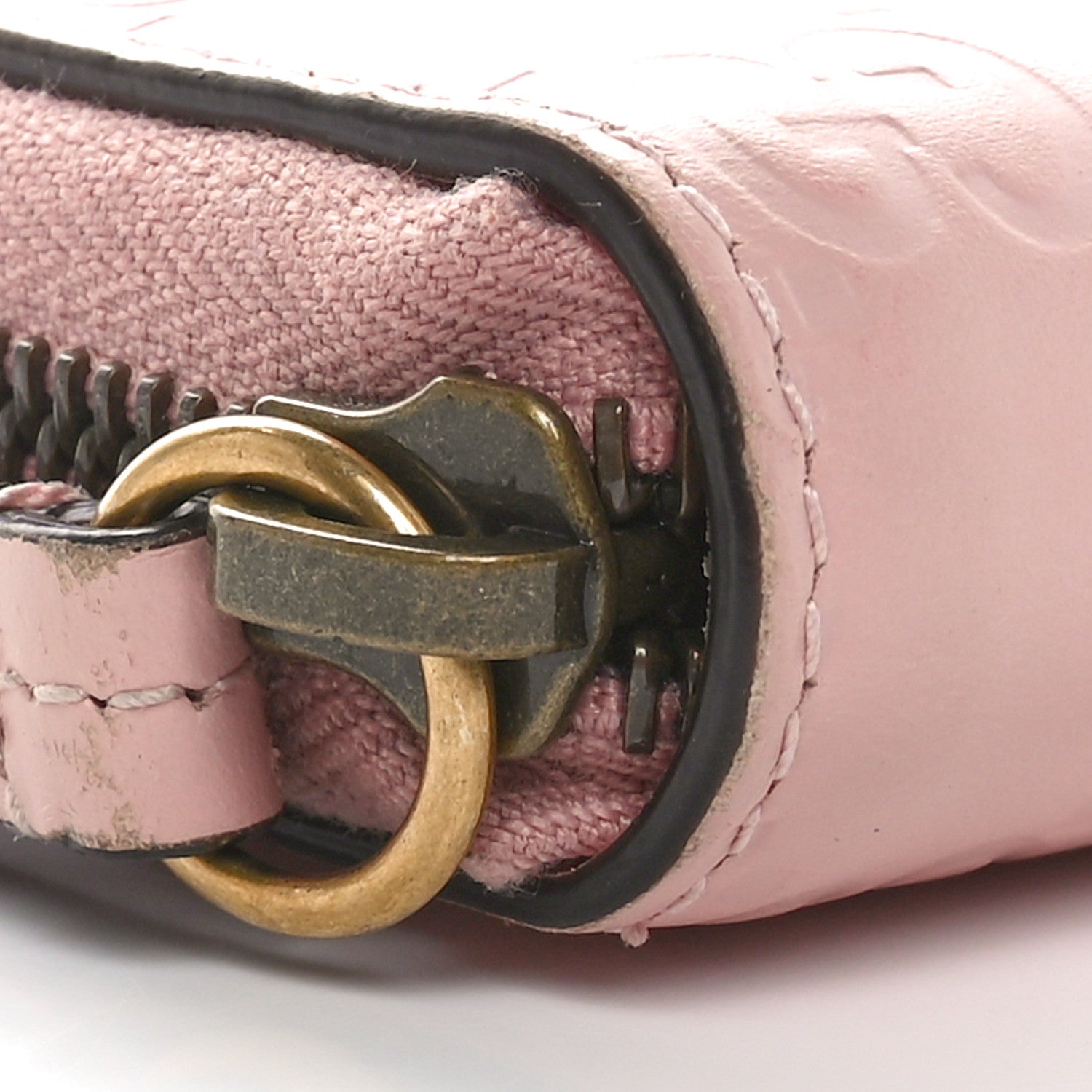 Gucci Guccissima Signature Crystal Cat Zip Around Wallet Light Candy Pink 9 of 10