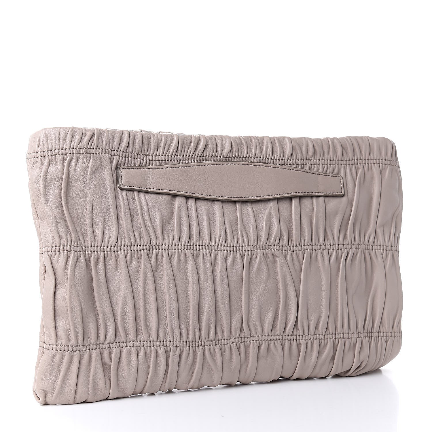 Prada Nappa Gaufre Ruched Clutch Pomice 3 of 10