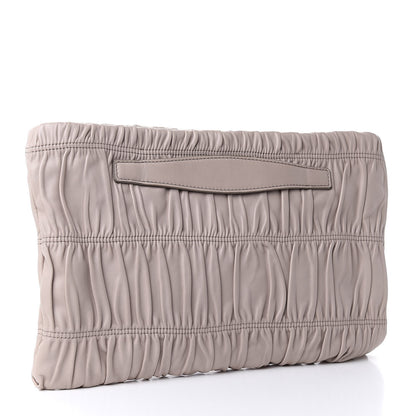 Prada Nappa Gaufre Ruched Clutch Pomice 3 of 10