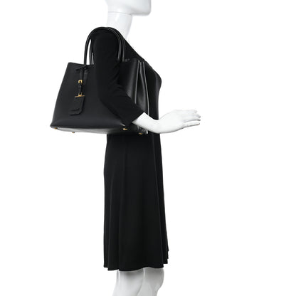 Prada Saffiano Cuir Large Double Bag Black Mughetto 2 of 9