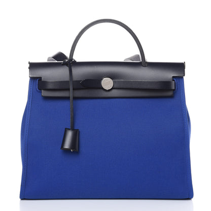Hermes Toile Vache Hunter Herbag Zip 31 PM Bleu Electrique Bleu Indigo 3 of 11