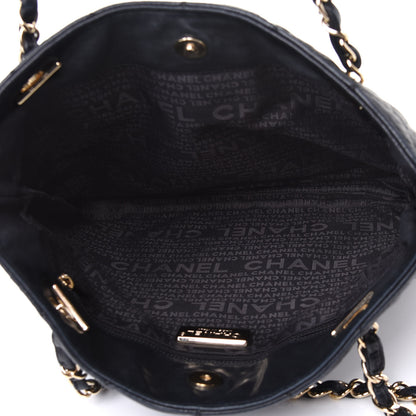 Chanel Crumpled Lambskin Quilted CC Shopping Tote Black 4 of 5