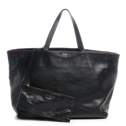 Saint Laurent Calfskin Suede Reversible Shopper Tote Noir Amarena 1 of 9