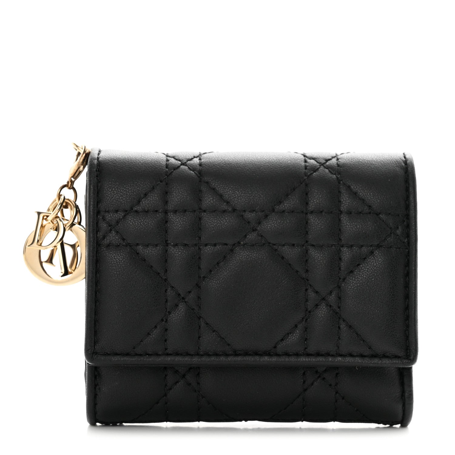 Christian Dior Lambskin Cannage Lady Dior Lotus Wallet Black 1 of 10